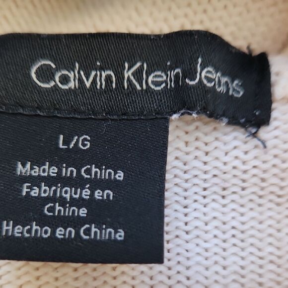 Women's Large Cream Hooded Calvin Klein Hooded Sweater - Picture 2 of 5